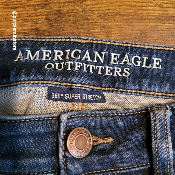 American Eagle Jeans Size 8 R Jegging Crop 360 Super Stretch Dark Wash Denim - Picture 4 of 12